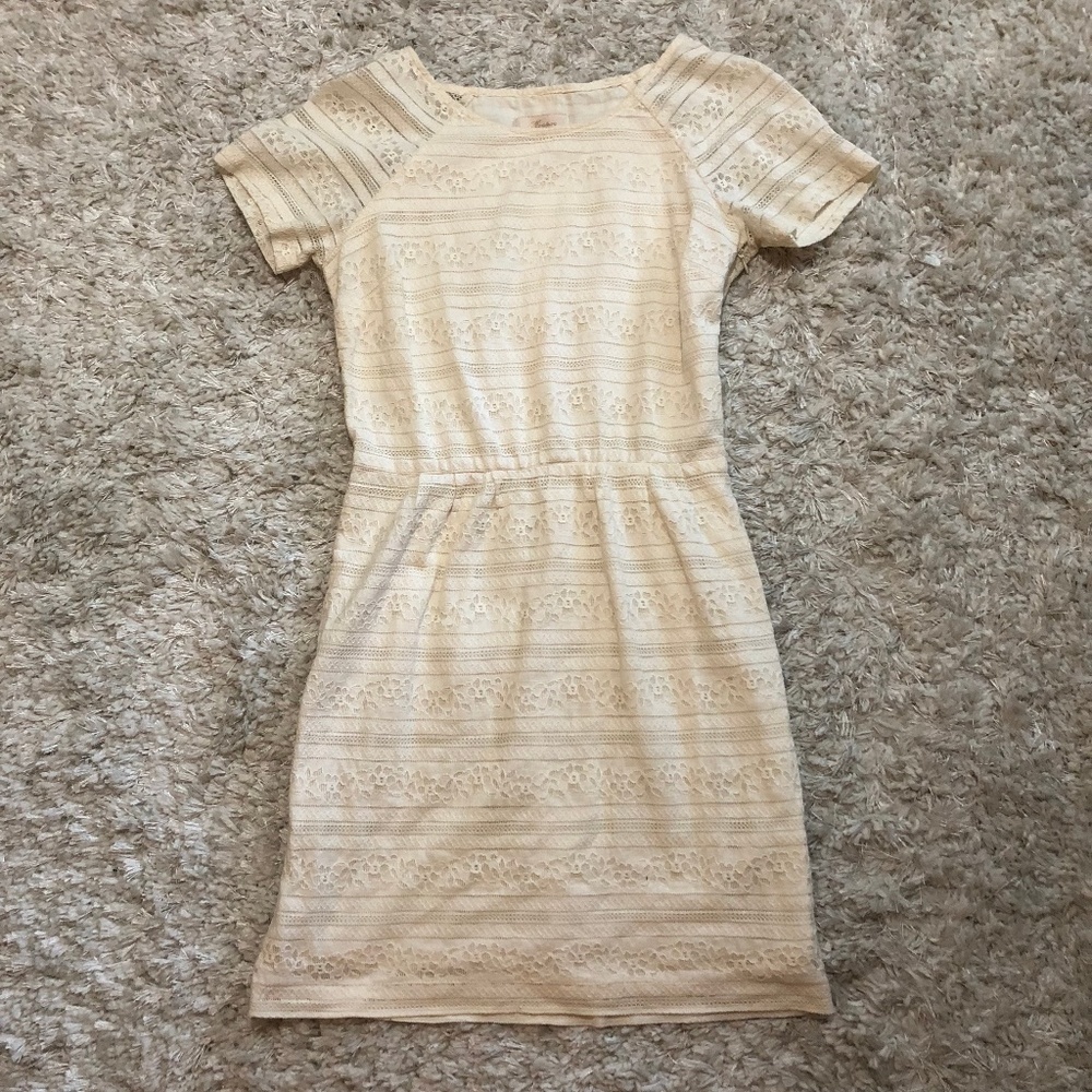 Monteau Cream Floral Lace Cap Sleeve Dress